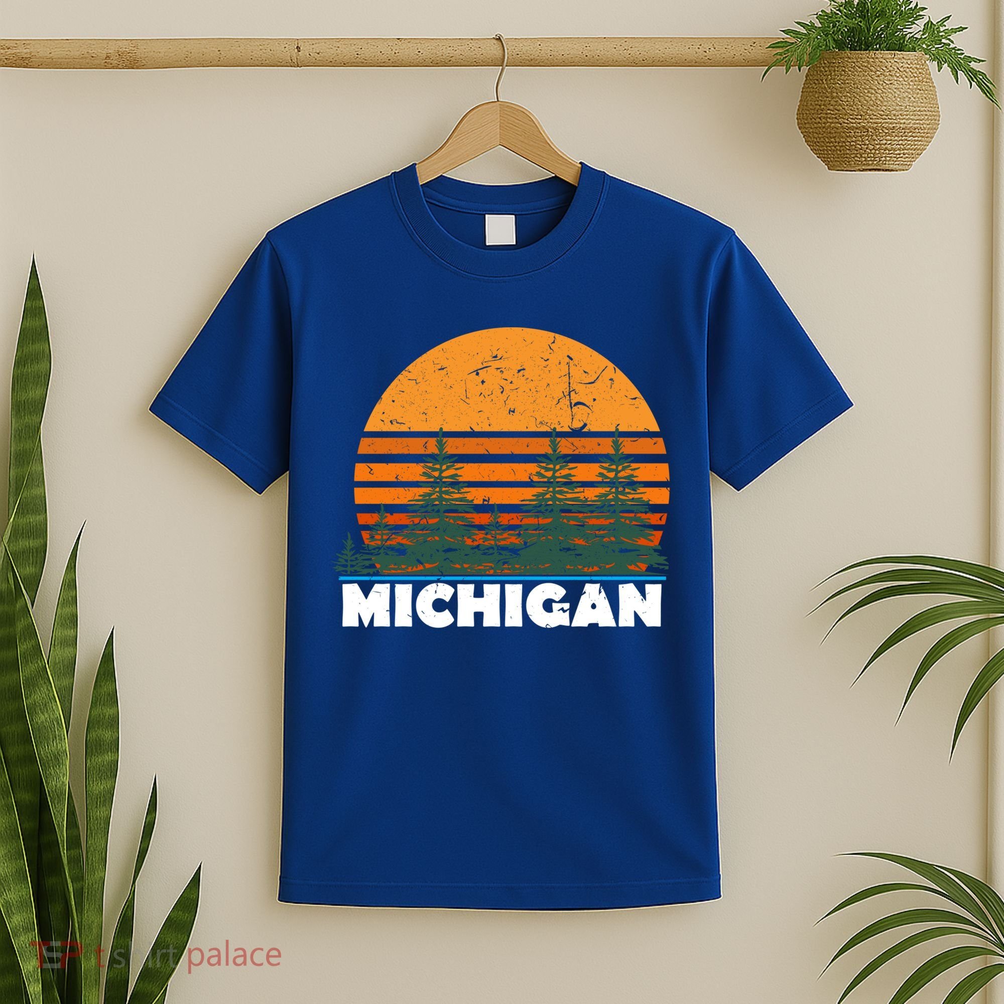 Michigan Gift Vintage Retro Sunset Mi State Hood Gift T-Shirt