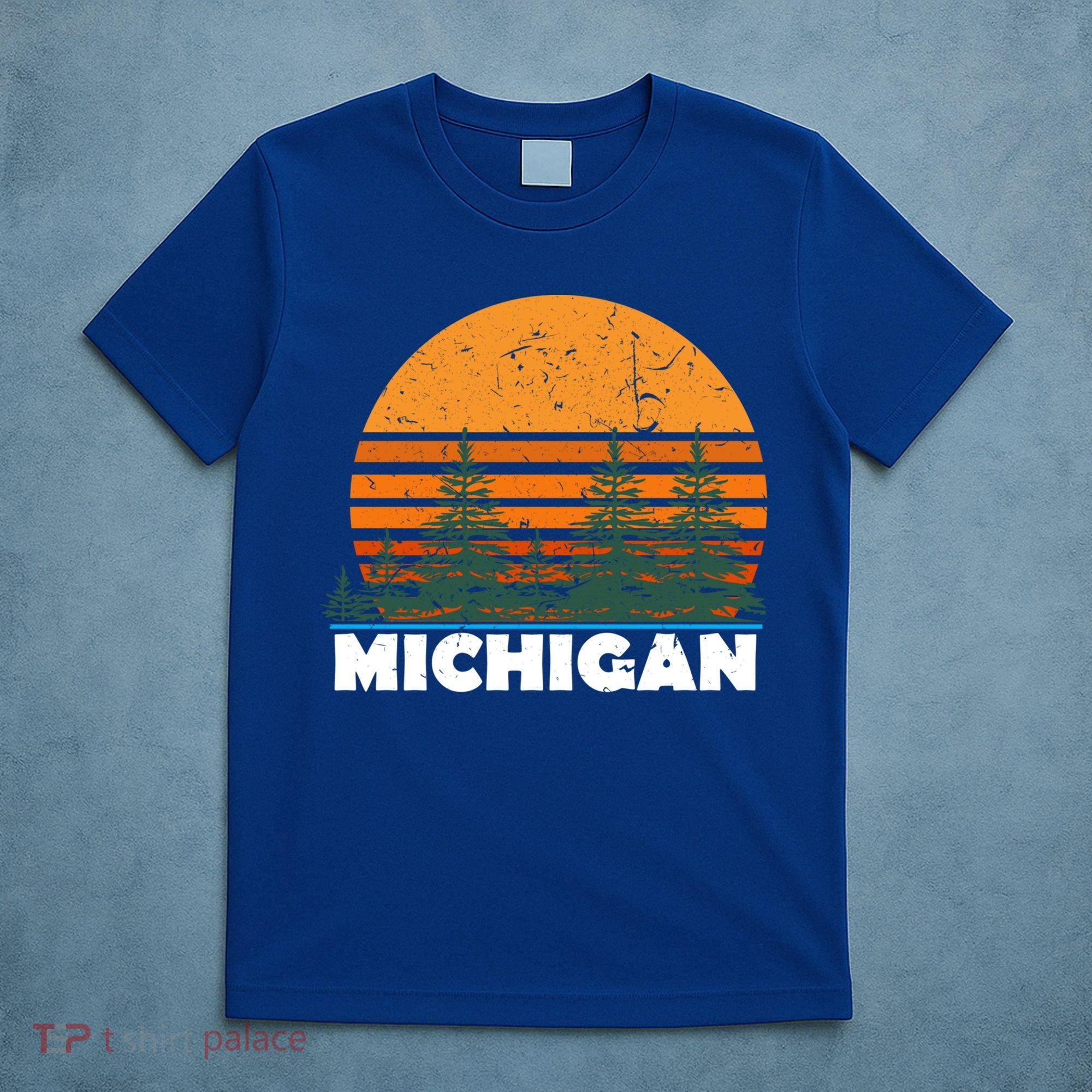 Michigan Gift Vintage Retro Sunset Mi State Hood Gift T-Shirt