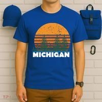 Michigan Gift Vintage Retro Sunset Mi State Hood Gift T-Shirt thumb 6