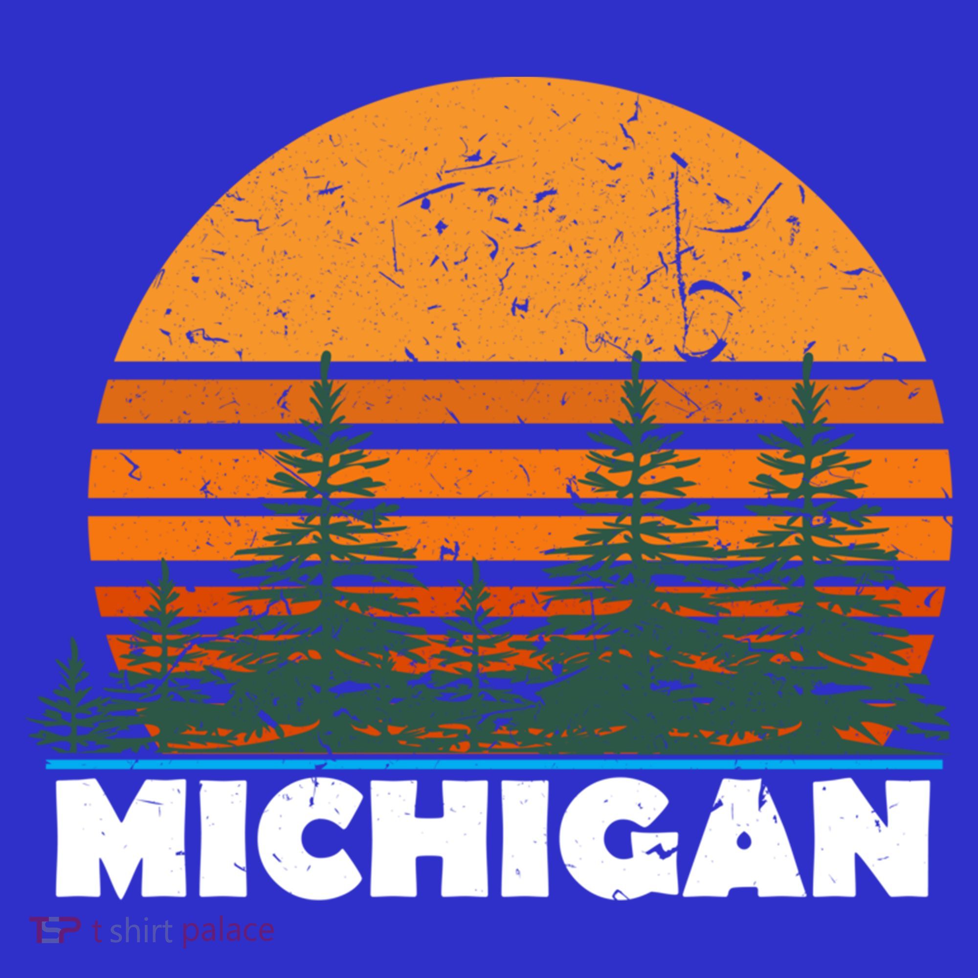 Michigan Gift Vintage Retro Sunset Mi State Hood Gift T-Shirt