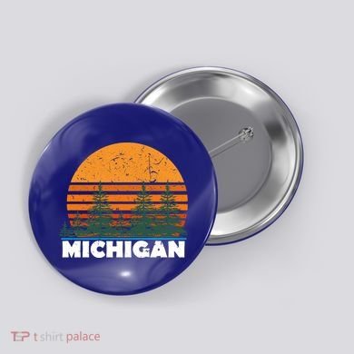 Michigan Gift Vintage Retro Sunset Mi State Hood Gift Button
