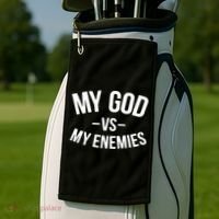 My God Vs My Enemies Funny Gift Golf Towel thumb 2