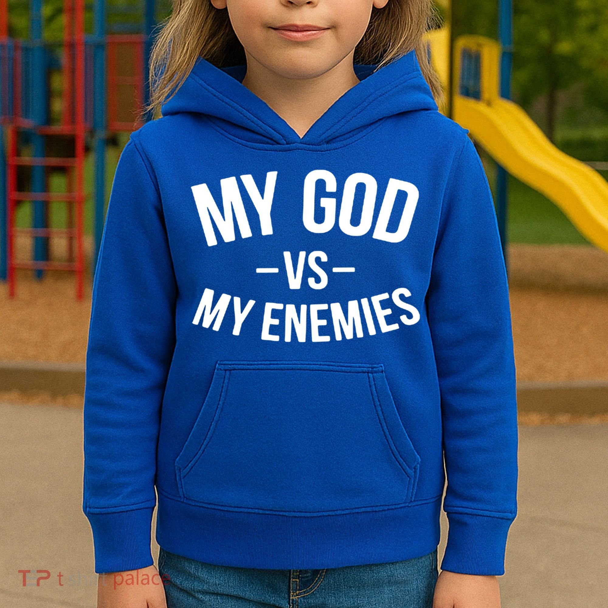My God Vs My Enemies Funny Gift Kids Hoodie