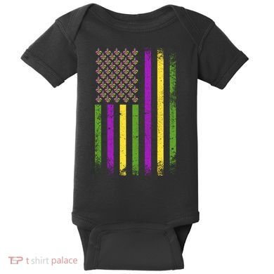 Mardi Gras Vintage Flag Celebration Baby Bodysuit