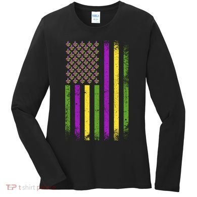 Mardi Gras Vintage Flag Celebration Women's Long Sleeve Shirt