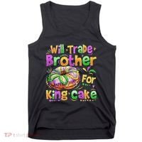 Mardi Gras Will Trade Brother For King Cake Bead Tank Top thumb 0
