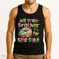 Mardi Gras Will Trade Brother For King Cake Bead Tank Top thumb 3
