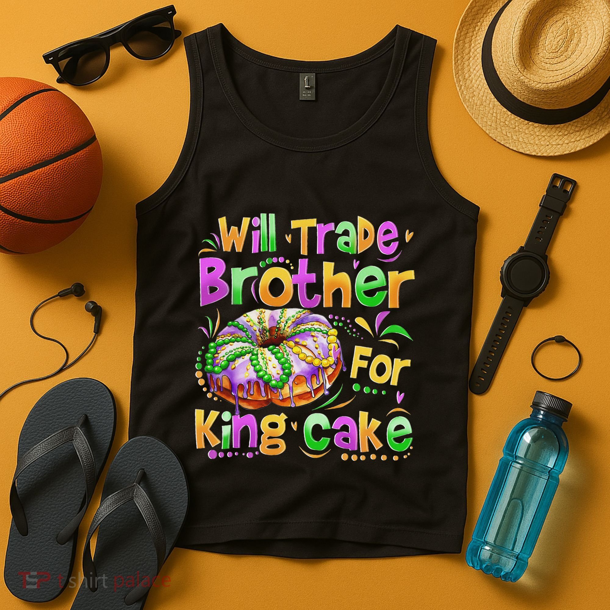 Mardi Gras Will Trade Brother For King Cake Bead Tank Top