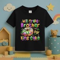 Mardi Gras Will Trade Brother For King Cake Bead Toddler T-Shirt thumb 3
