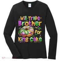 Mardi Gras Will Trade Brother For King Cake Bead Women's Long Sleeve Shirt thumb 0