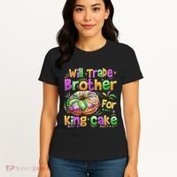 Mardi Gras Will Trade Brother For King Cake Bead Women's T-Shirt thumb 4