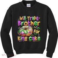 Mardi Gras Will Trade Brother For King Cake Bead Kids Sweatshirt thumb 0