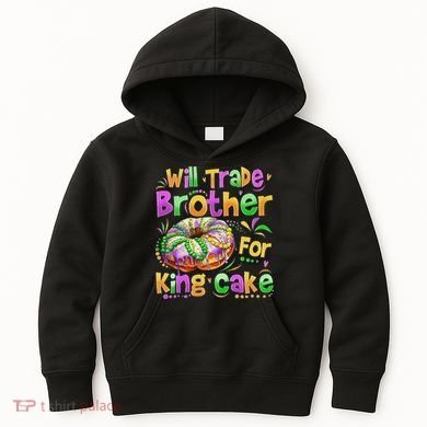 Mardi Gras Will Trade Brother For King Cake Bead Kids Hoodie