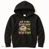 Mardi Gras Will Trade Brother For King Cake Bead Kids Hoodie thumb 0