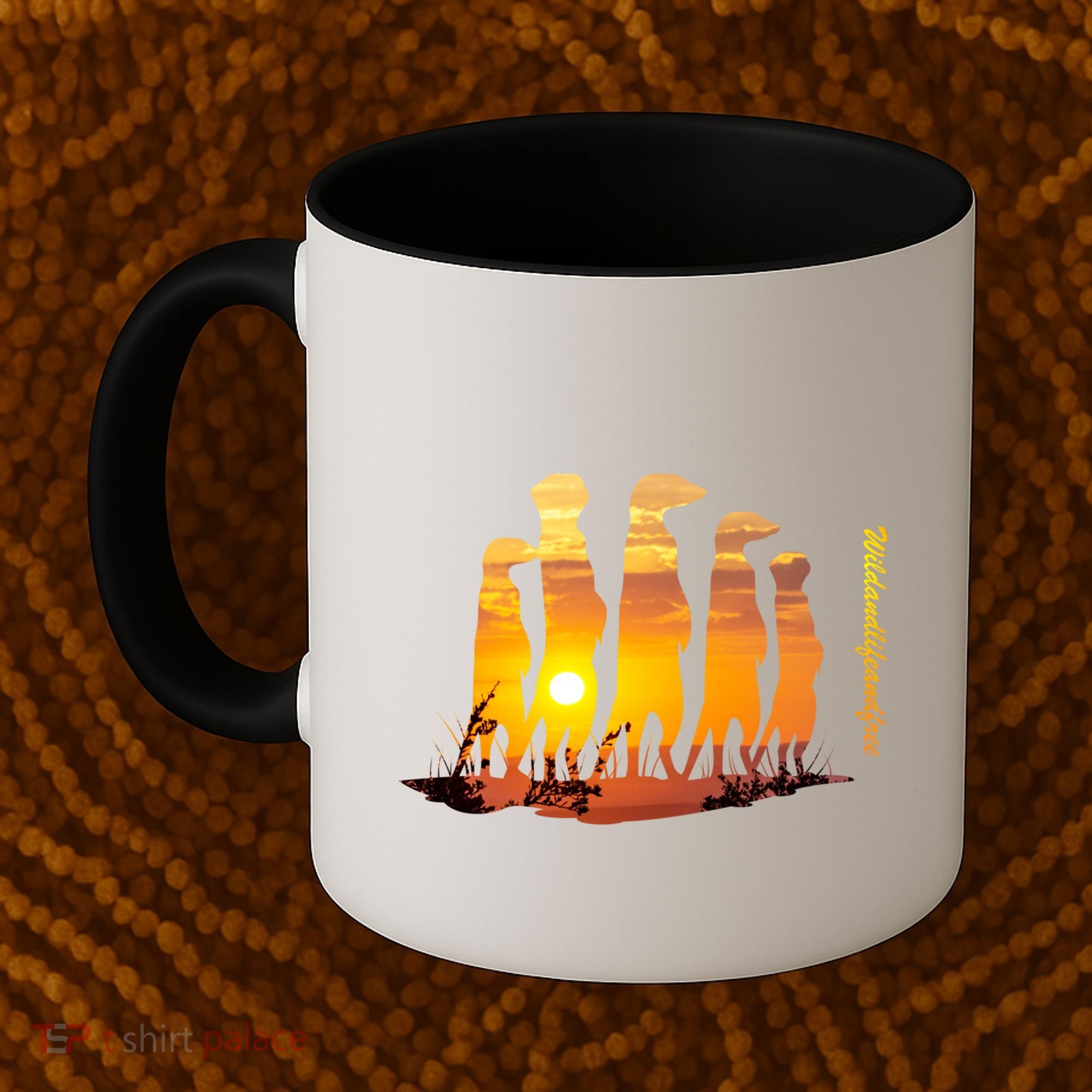 Meerkat Group With Sunset Wildlife Meerkat Cute Gift Coffee Mug