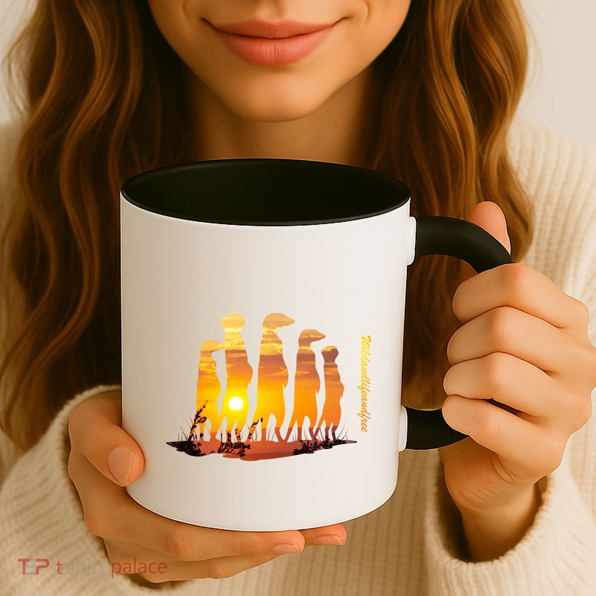Meerkat Group With Sunset Wildlife Meerkat Cute Gift Coffee Mug