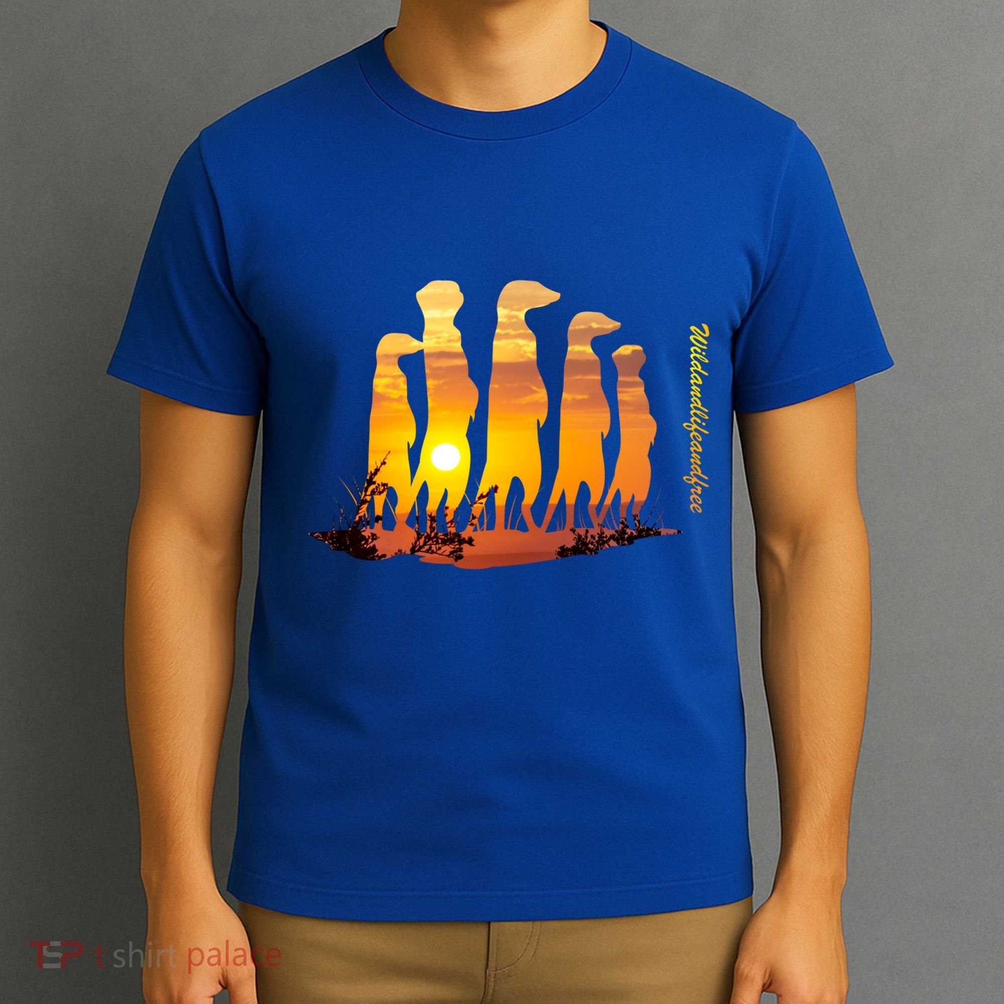 Meerkat Group With Sunset Wildlife Meerkat Cute Gift T-Shirt