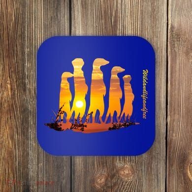 Meerkat Group With Sunset Wildlife Meerkat Cute Gift Coaster