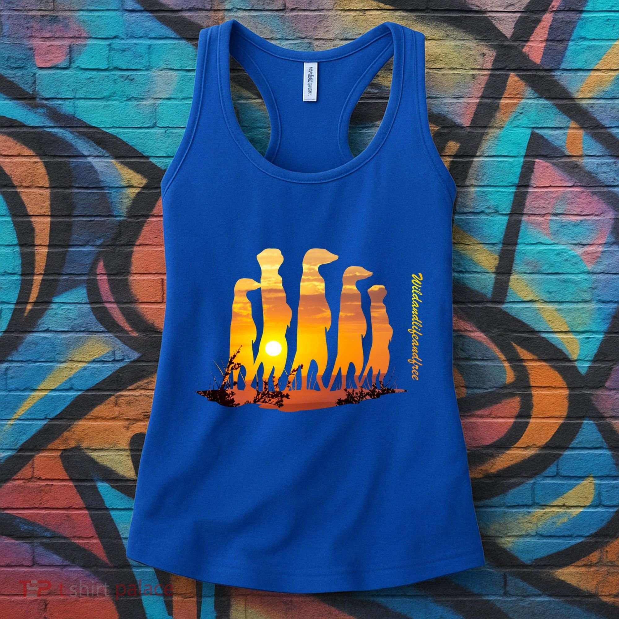 Meerkat Group With Sunset Wildlife Meerkat Cute Gift Women's Tank Top
