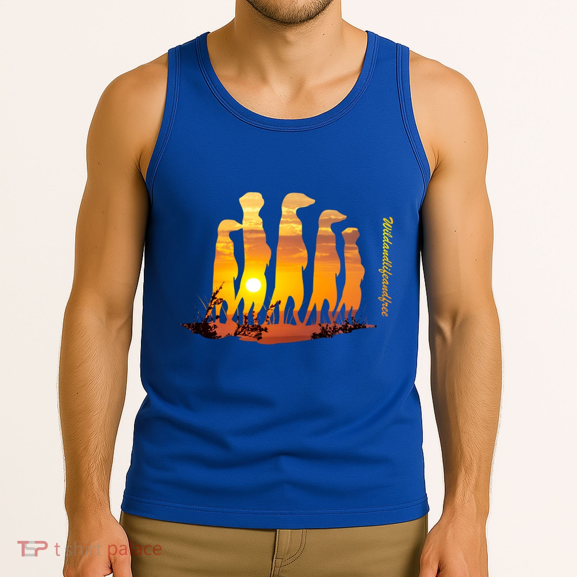 Meerkat Group With Sunset Wildlife Meerkat Cute Gift Tank Top