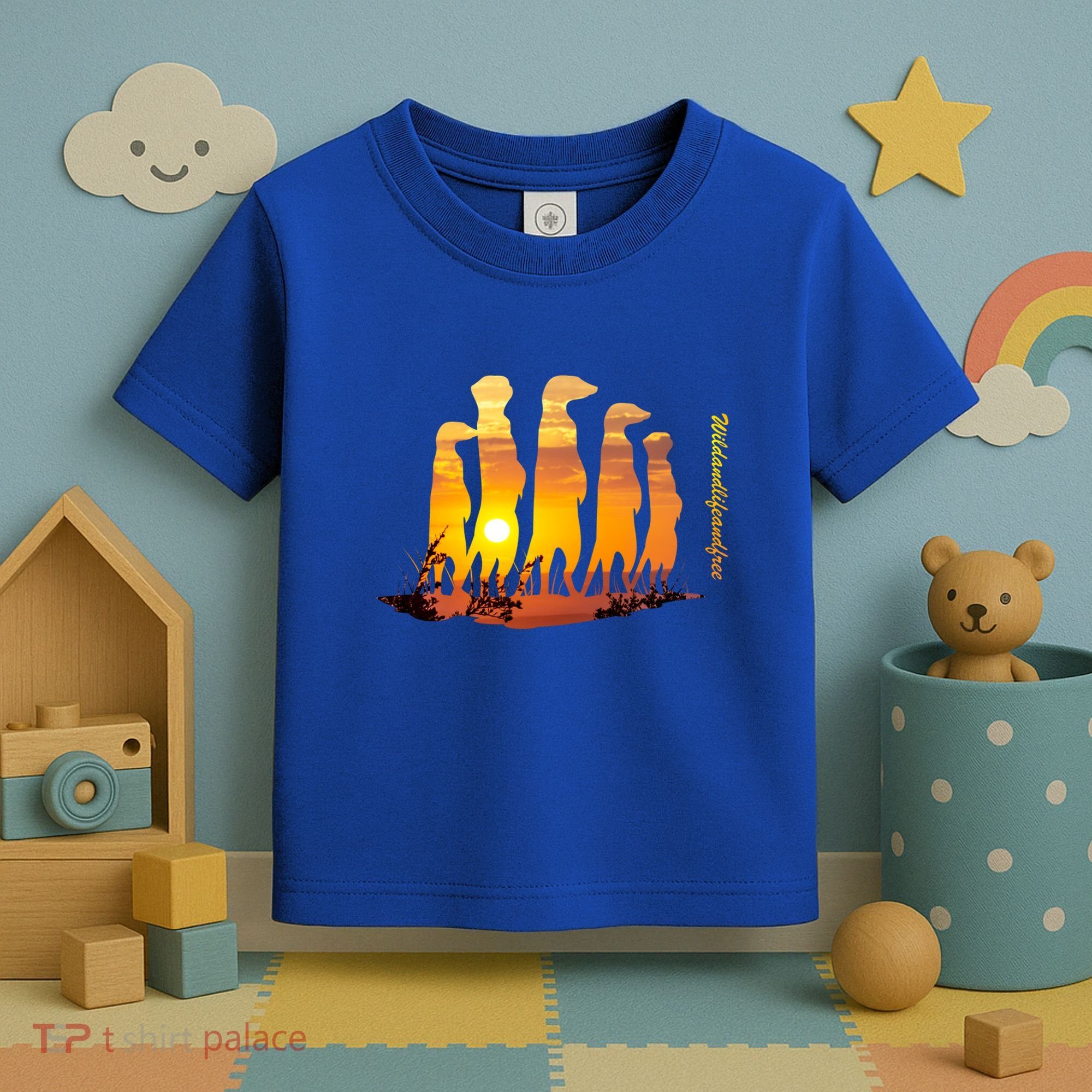 Meerkat Group With Sunset Wildlife Meerkat Cute Gift Toddler T-Shirt