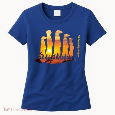 Meerkat Group With Sunset Wildlife Meerkat Cute Gift Women's T-Shirt
