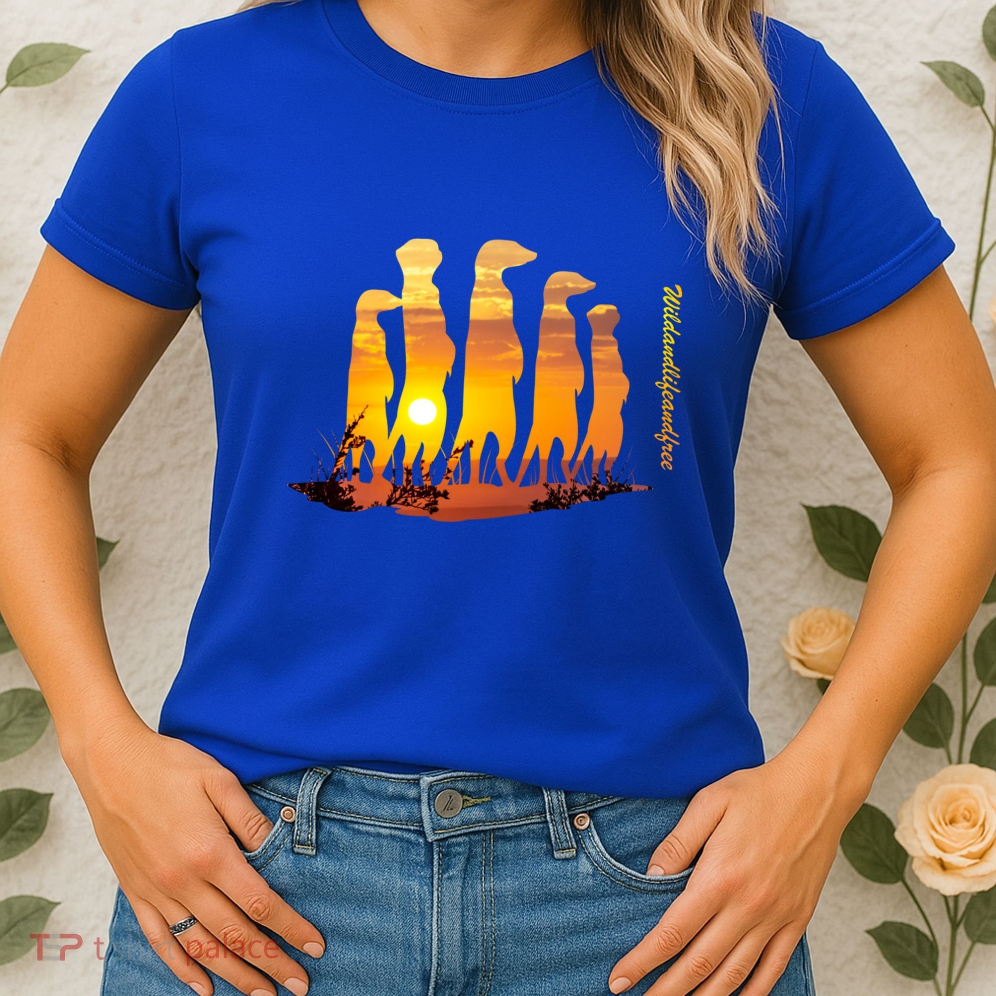 Meerkat Group With Sunset Wildlife Meerkat Cute Gift Women's T-Shirt