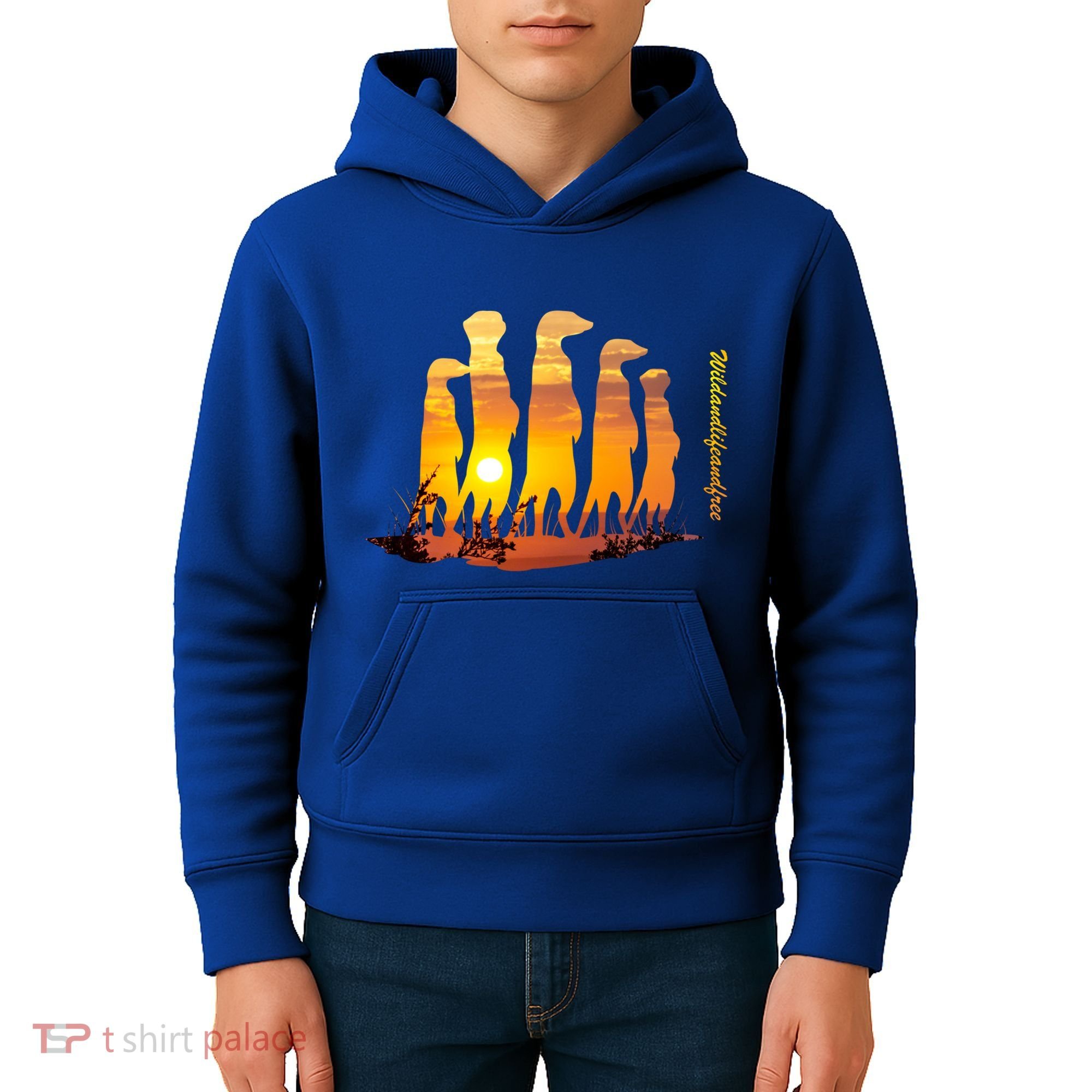 Meerkat Group With Sunset Wildlife Meerkat Cute Gift Kids Hoodie