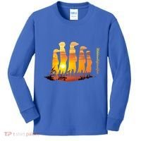 Meerkat Group With Sunset Wildlife Meerkat Cute Gift Kids Long Sleeve Shirt thumb 0