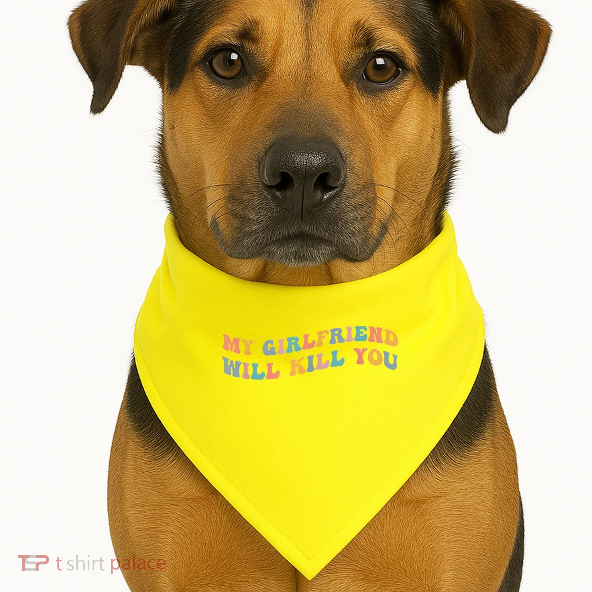 My Girlfriend Will Kill You Funny Boyfriend Dating Couples USA-Made Doggie Bandana