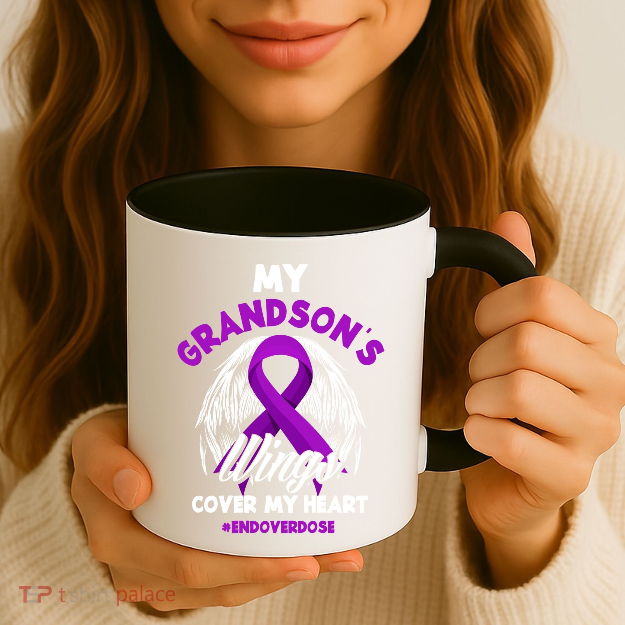 My Grandson's Wings Cover My Heart End Overdose Cool Gift Coffee Mug