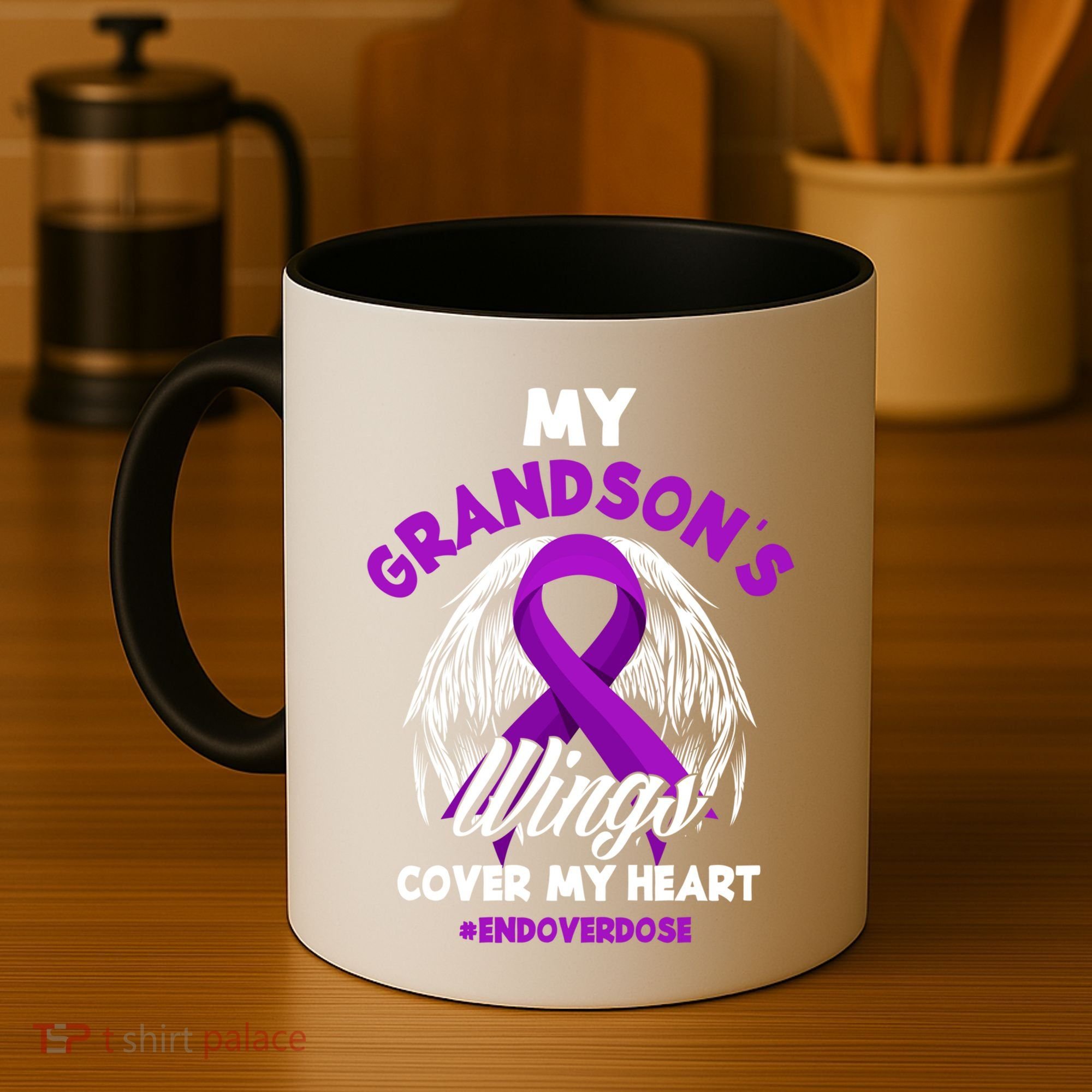 My Grandson's Wings Cover My Heart End Overdose Cool Gift Coffee Mug