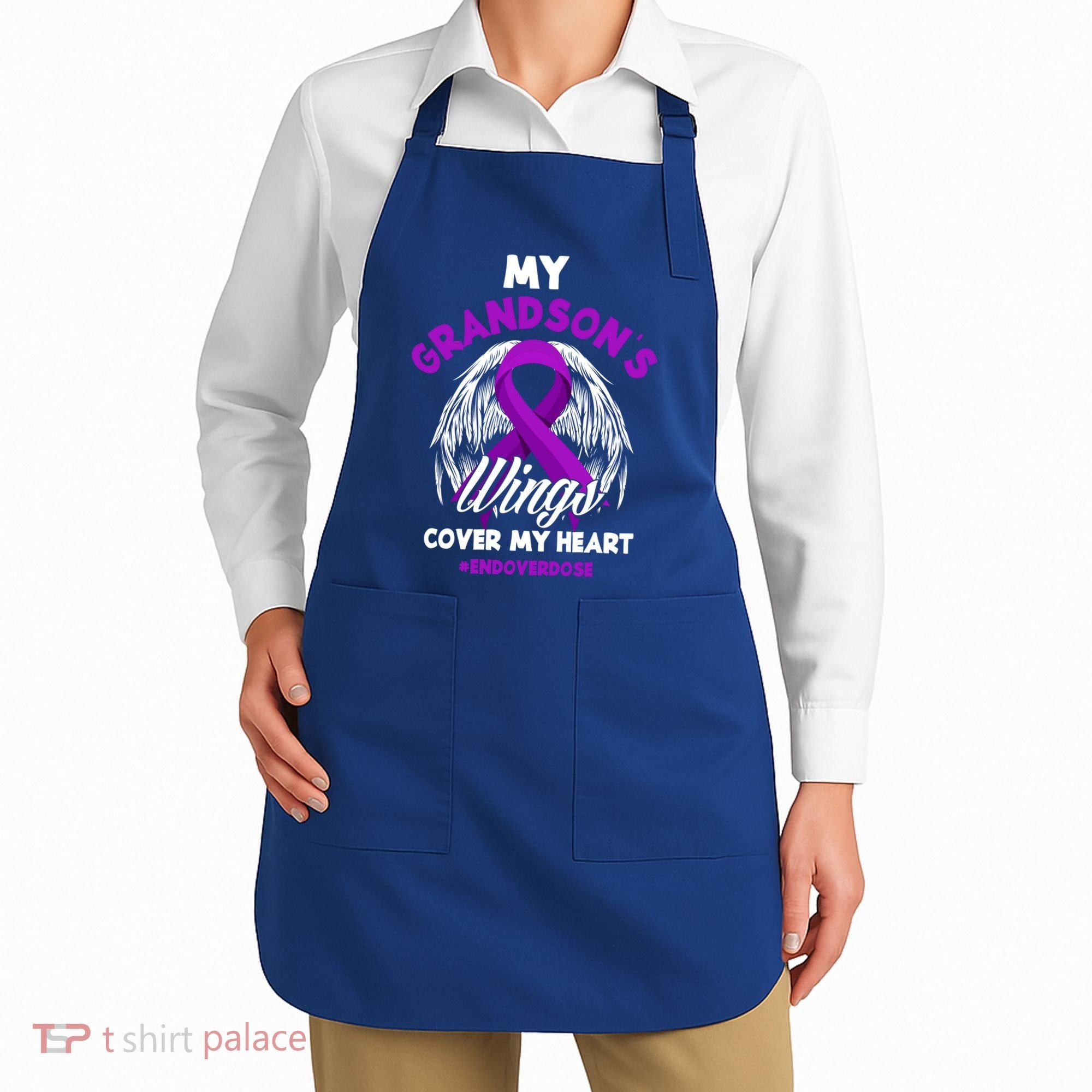 My Grandson's Wings Cover My Heart End Overdose Cool Gift Apron