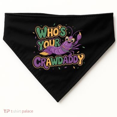Mardi Gras WhoS Your Crawdaddy Fun Party Gift USA-Made Doggie Bandana