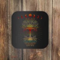 Moon Hippie 60s 70s Vibe Trees Of Life Retro Graphic Coaster thumb 0