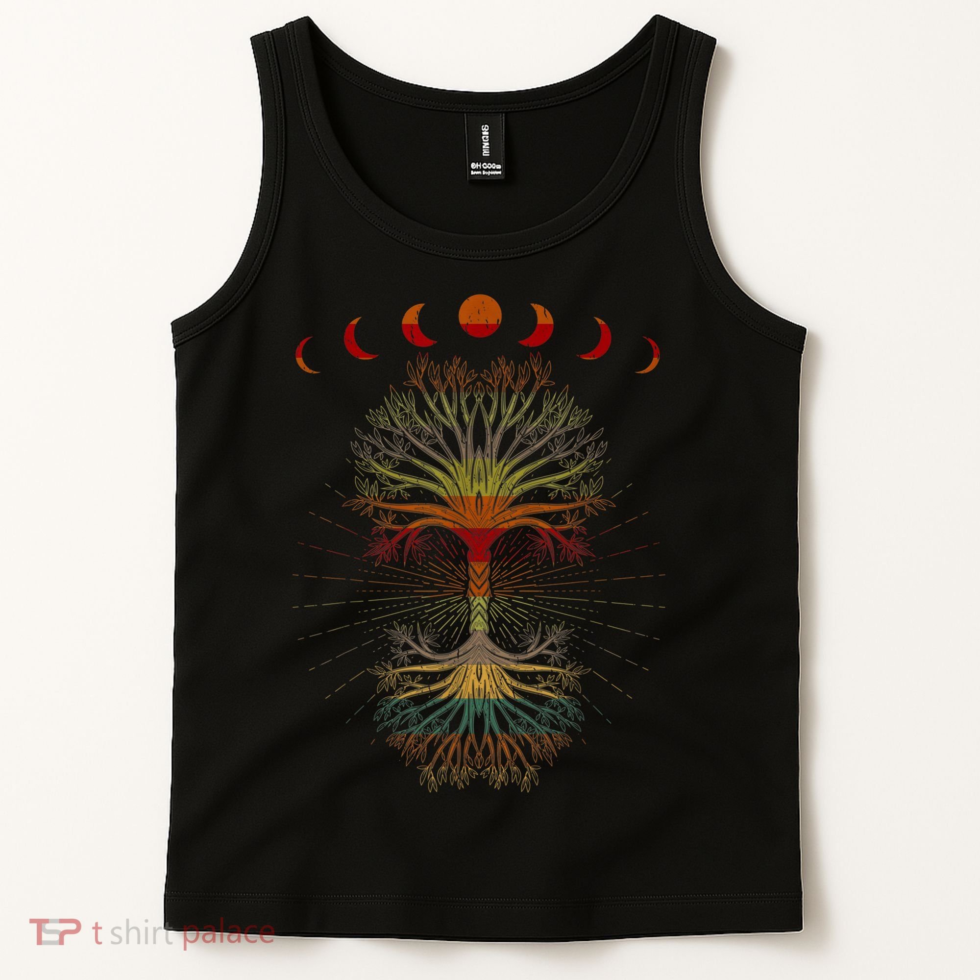Moon Hippie 60s 70s Vibe Trees Of Life Retro Graphic Tank Top