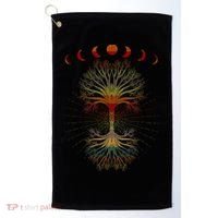 Moon Hippie 60s 70s Vibe Trees Of Life Retro Graphic Golf Towel thumb 0