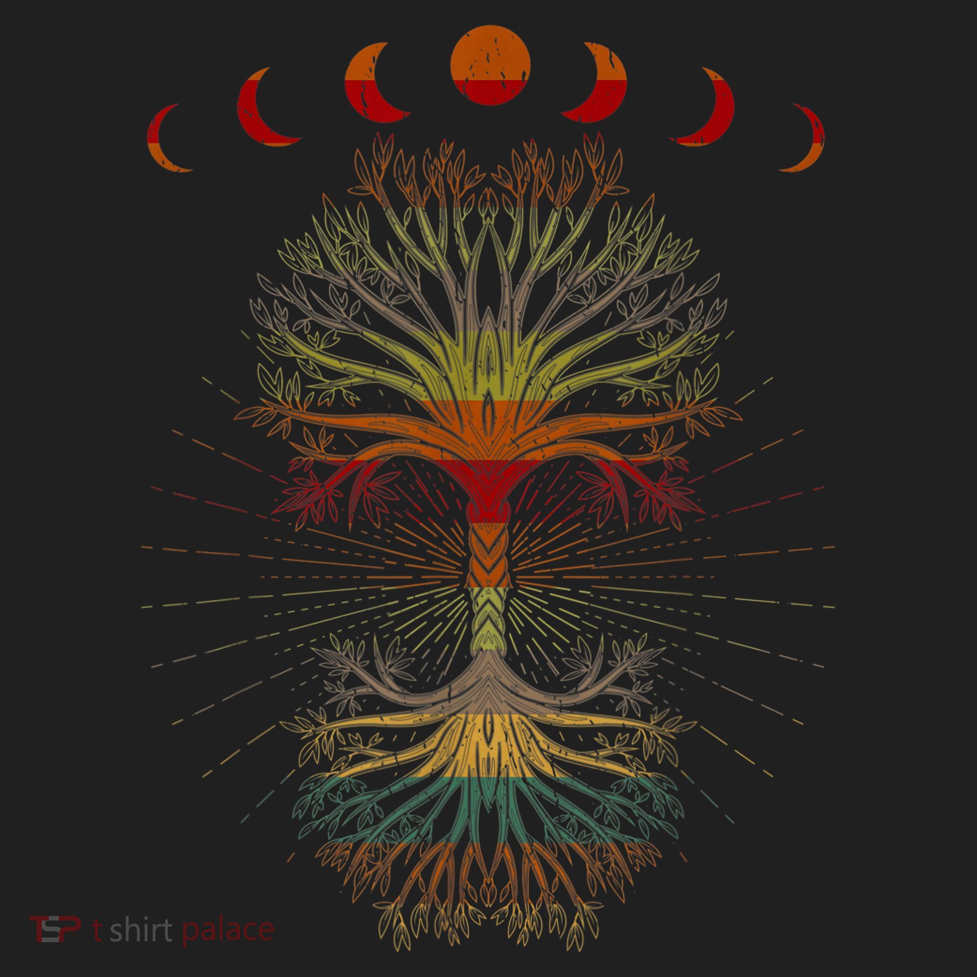 Moon Hippie 60s 70s Vibe Trees Of Life Retro Graphic Golf Towel