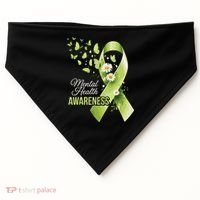 Mental Health Awareness Butterfly Green Ribbon  USA-Made Doggie Bandana thumb 0