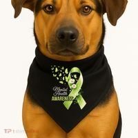 Mental Health Awareness Butterfly Green Ribbon  USA-Made Doggie Bandana thumb 1