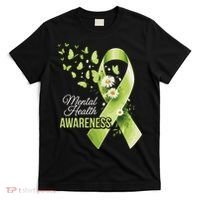 Mental Health Awareness Butterfly Green Ribbon  T-Shirt thumb 0