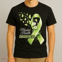 Mental Health Awareness Butterfly Green Ribbon  T-Shirt thumb 3