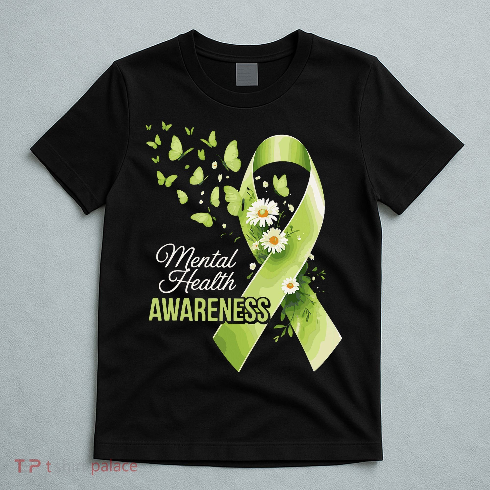 Mental Health Awareness Butterfly Green Ribbon  T-Shirt
