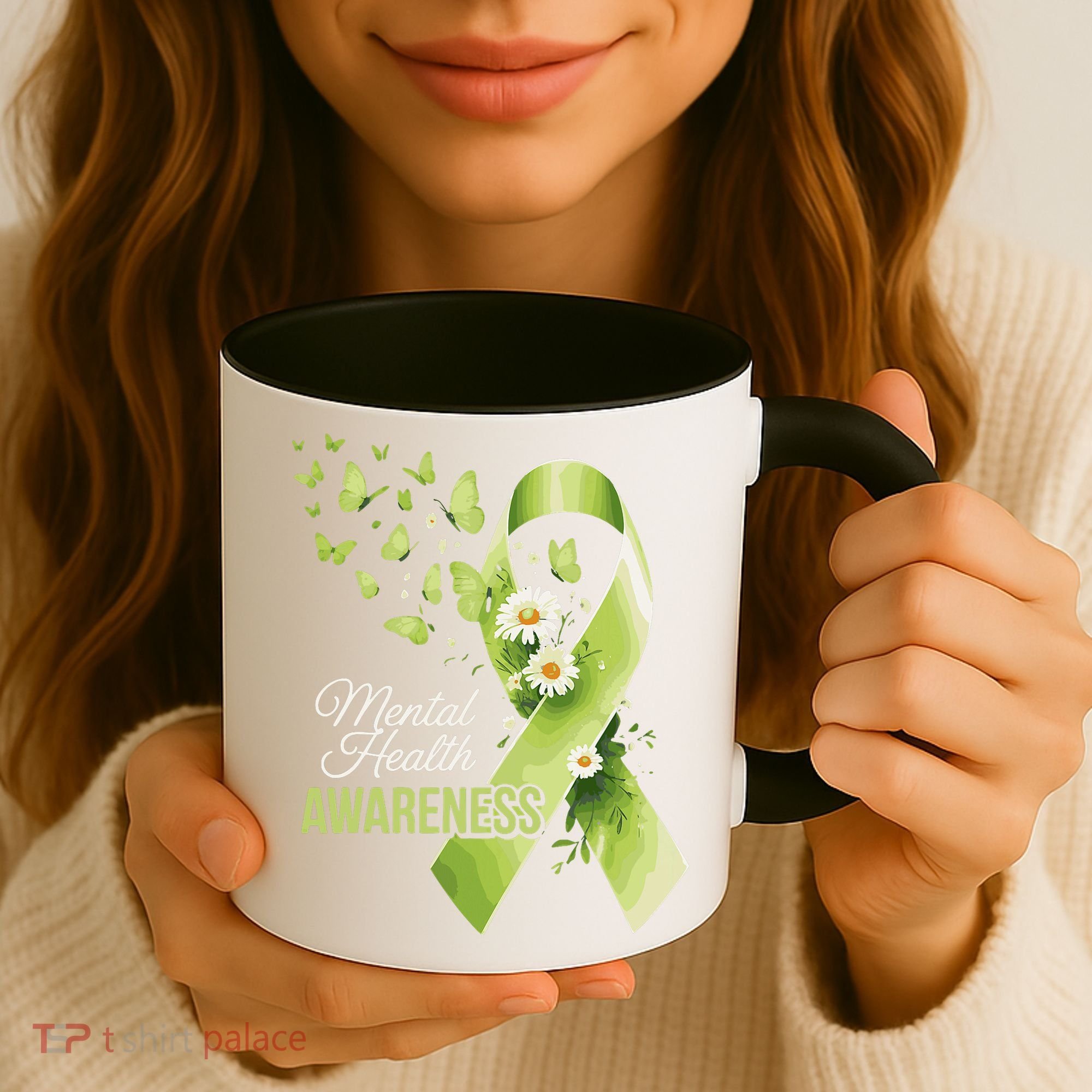 Mental Health Awareness Butterfly Green Ribbon  Coffee Mug