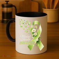 Mental Health Awareness Butterfly Green Ribbon  Coffee Mug thumb 4