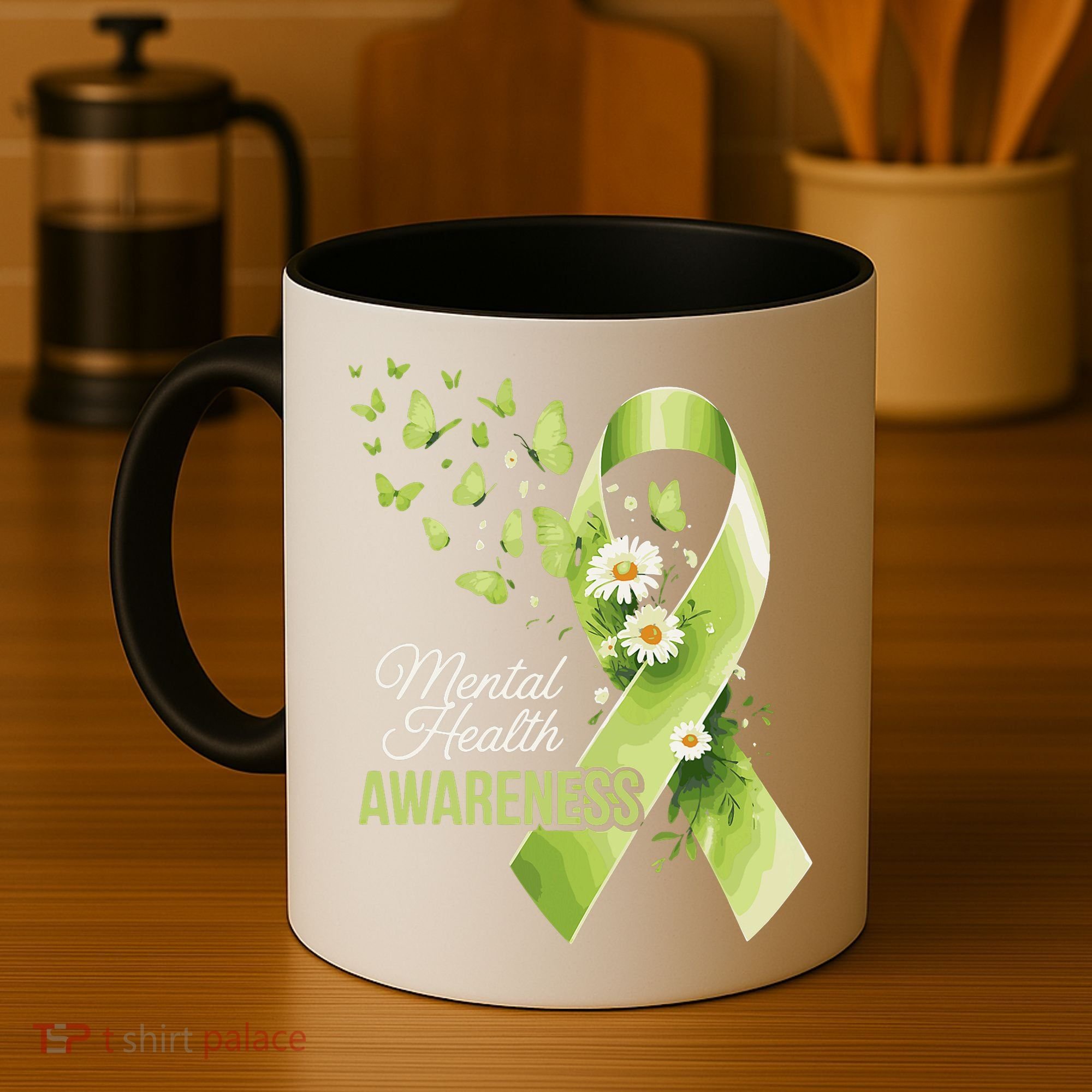 Mental Health Awareness Butterfly Green Ribbon  Coffee Mug