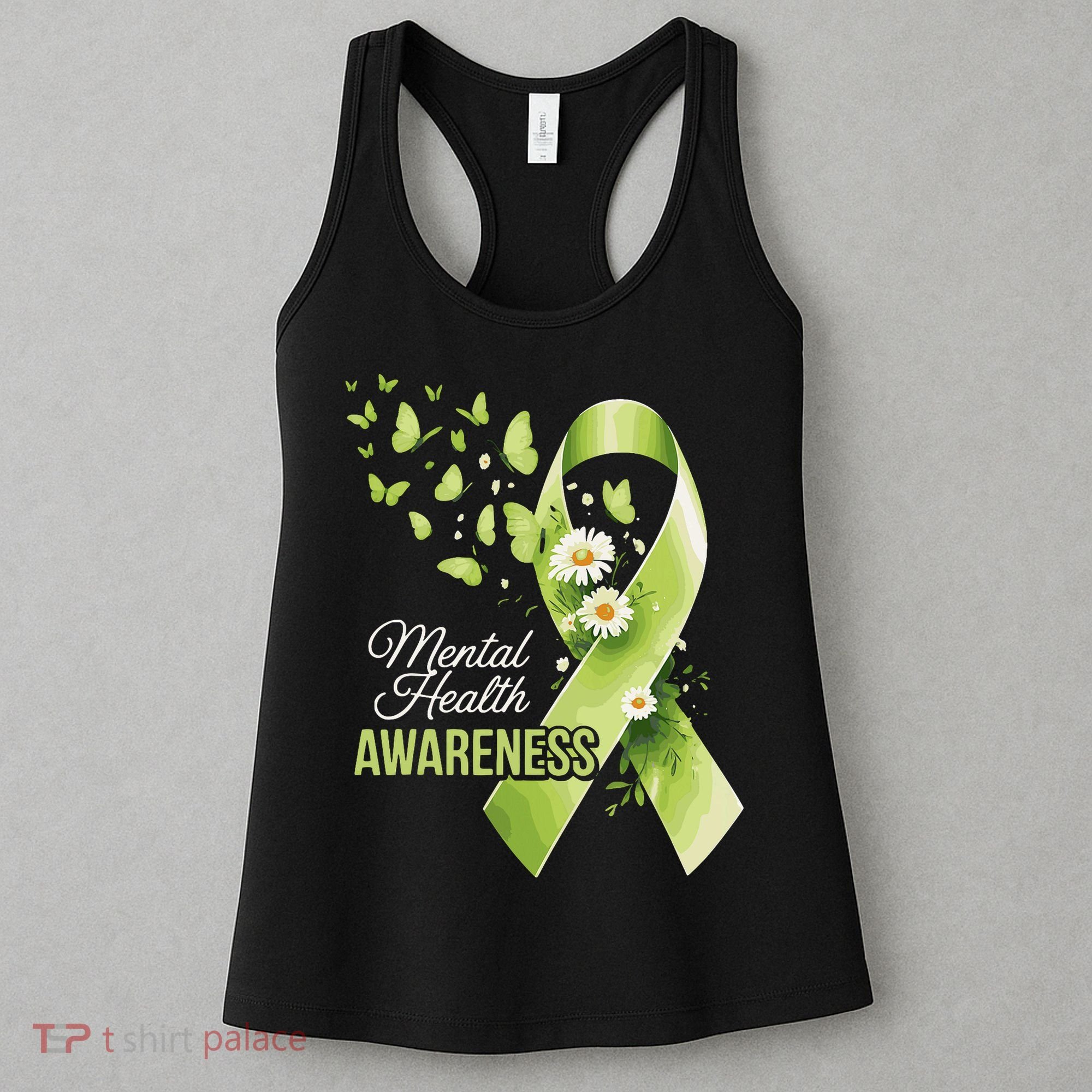 Mental Health Awareness Butterfly Green Ribbon  Women's Tank Top