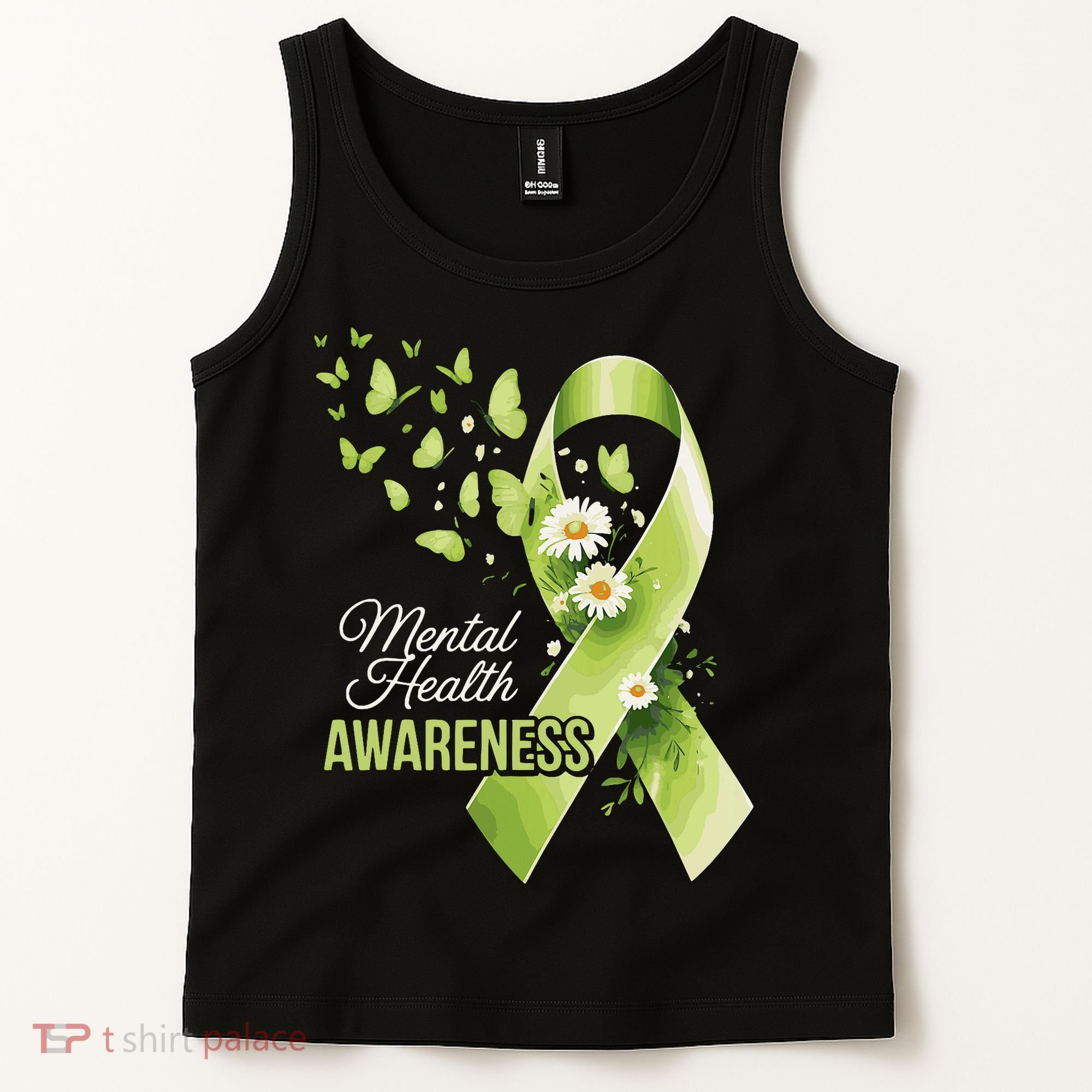 Mental Health Awareness Butterfly Green Ribbon  Tank Top