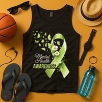 Mental Health Awareness Butterfly Green Ribbon  Tank Top thumb 4