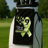 Mental Health Awareness Butterfly Green Ribbon  Golf Towel thumb 2